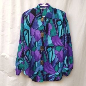 De Vogue Collection 80s Blue Purple Shirt Large